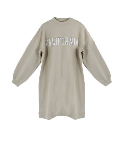 STYLEBLOCK（スタイルブロック）の「裏毛ロゴプリントワンピース（ワンピース・レディース・アイボリー/ライトベージュ/グレー/ブラック・M）」の4枚目の写真