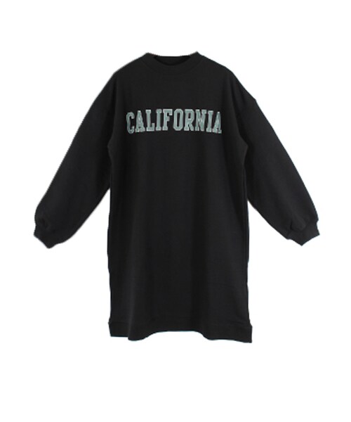 STYLEBLOCK（スタイルブロック）の「裏毛ロゴプリントワンピース（ワンピース・レディース・アイボリー/ライトベージュ/グレー/ブラック・M）」の2枚目の写真