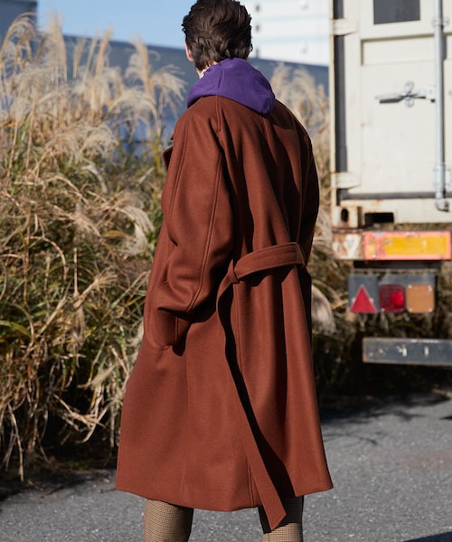 LIDNM(リドム)の「ライトメルトンラップコート【ブラウン】(その他アウター・メンズ・ブラウン・S.M.L)」の4枚目の写真