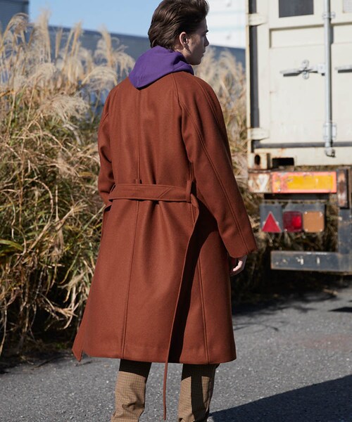 LIDNM(リドム)の「ライトメルトンラップコート【ブラウン】(その他アウター・メンズ・ブラウン・S.M.L)」の5枚目の写真