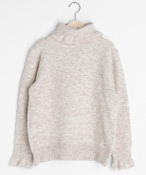 DHOLIC（ディーホリック）の「リブフリルヘムタートルネックニット（ニット/セーター・レディース・ブラック/ピンク/ベージュ/パープル・FREE）」の2枚目の写真