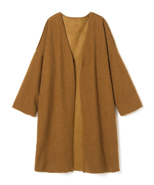 GRL（グレイル）の「ノーカラーボアガウンコート（その他アウター・レディース・モカ/キャメル・Ｆ）」の2枚目の写真