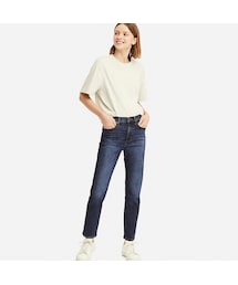 UNIQLO | ハイライズストレートジーンズ（丈標準70cm）(デニムパンツ)