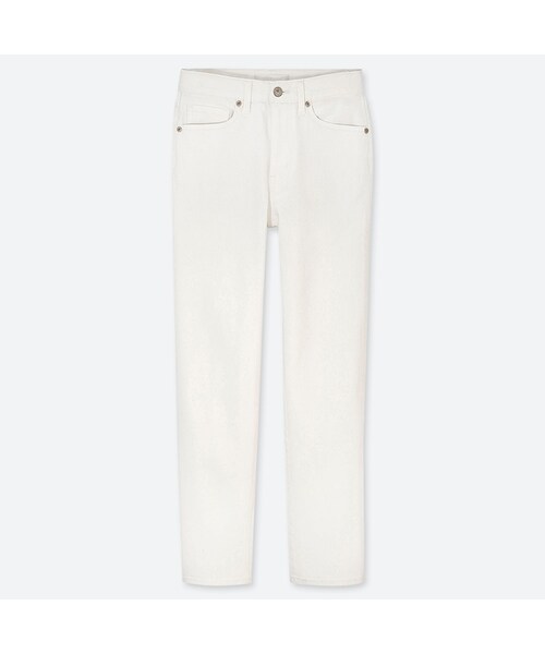 UNIQLO(ユニクロ)の「ハイライズストレートジーンズ(丈長め82cm)(デニムパンツ・レディース・NAVY 69/BLUE 67/WHITE 00・27/24/25/29/34/21/30/36/32/26/23/22/28)」の1枚目の写真