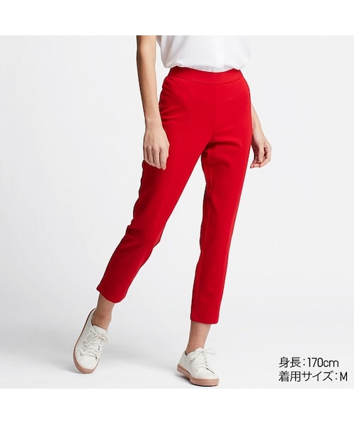 UNIQLO（ユニクロ）の「ポンチスティックスリムパンツ（その他パンツ・レディース・BEIGE 32/GRAY 04/NAVY 69/RED 16/BLACK 09/DARK GRAY 08・S/XL/M/L/XS/3XL/XXL）」の6枚目の写真