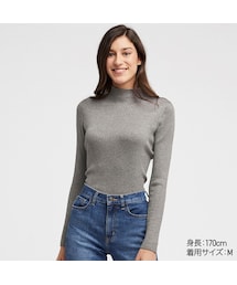 UNIQLO | シャイニーリブハイネックセーター（長袖）(ニット/セーター)