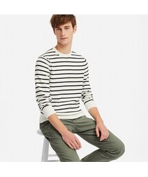 UNIQLO | スーピマコットンボーダークルーネックセーター（長袖）(ニット/セーター)