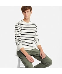 UNIQLO | スーピマコットンボーダークルーネックセーター（長袖）(ニット/セーター)