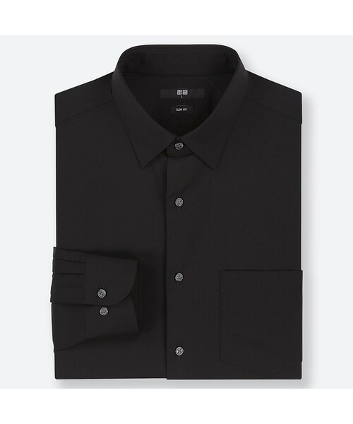 UNIQLO（ユニクロ）の「ファインクロスストレッチスリムフィットブロードシャツ（レギュラーカラー・長袖）（シャツ/ブラウス・メンズ・NAVY 69/WHITE 00/BLUE 67/BLACK 09・S/L/M/XL/3XL/XS/XXL）」の3枚目の写真