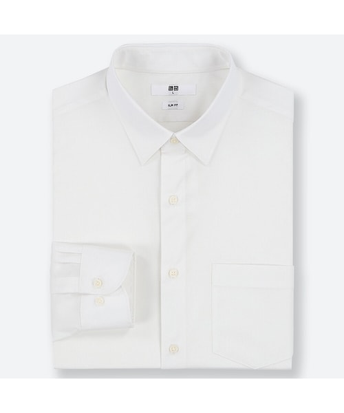 UNIQLO（ユニクロ）の「ファインクロスストレッチスリムフィットブロードシャツ（レギュラーカラー・長袖）（シャツ/ブラウス・メンズ・NAVY 69/WHITE 00/BLUE 67/BLACK 09・S/L/M/XL/3XL/XS/XXL）」の2枚目の写真