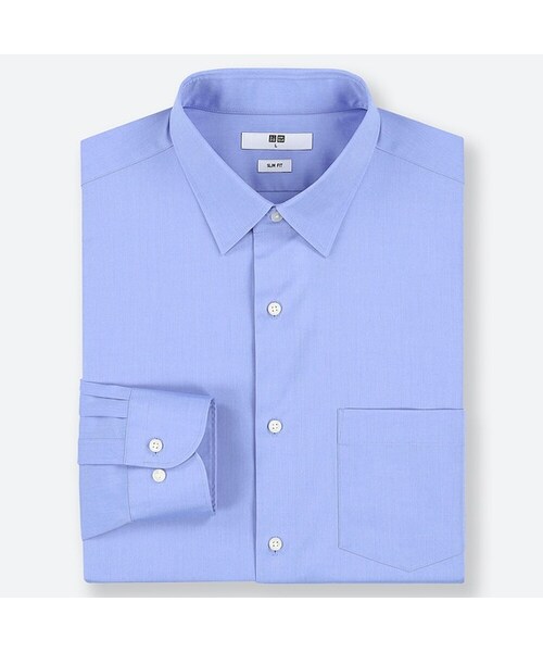UNIQLO（ユニクロ）の「ファインクロスストレッチスリムフィットブロードシャツ（レギュラーカラー・長袖）（シャツ/ブラウス・メンズ・NAVY 69/WHITE 00/BLUE 67/BLACK 09・S/L/M/XL/3XL/XS/XXL）」の4枚目の写真