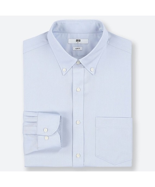 UNIQLO（ユニクロ）の「ファインクロスストレッチスリムフィットオックスフォードシャツ（ボタンダウン・長袖）（シャツ/ブラウス・メンズ・WHITE 00/LIGHT BLUE 60/BLUE 65・M/L/S/XL）」の2枚目の写真
