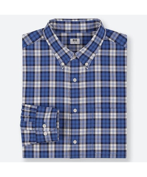 UNIQLO（ユニクロ）の「エクストラファインコットンブロードチェックシャツ（ボタンダウン・長袖）（シャツ/ブラウス・メンズ・RED 15/BLUE 66・4XL/S/XXL/XS/3XL/XL/M/L）」の2枚目の写真