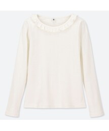 UNIQLO | GIRLS リブフリルクルーネックT（長袖）(Tシャツ/カットソー)