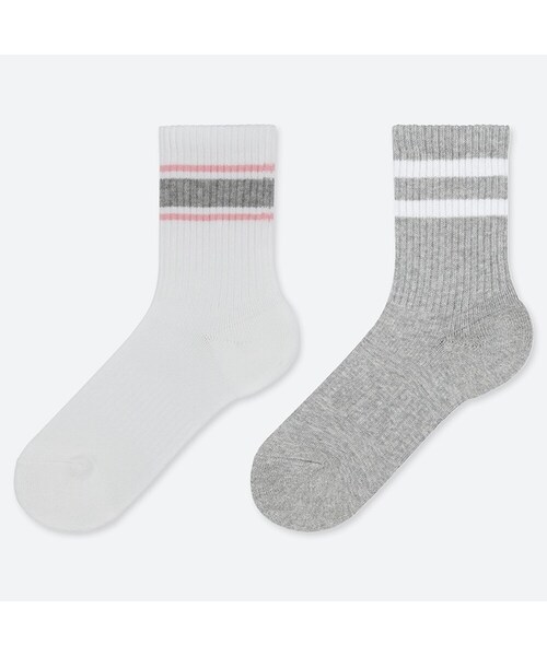 UNIQLO（ユニクロ）の「GIRLS レギュラーソックス（ライン・2足組）（ソックス/靴下・キッズ・LIGHT BLUE 60/OFF WHITE 01・16-21/22-24）」の2枚目の写真