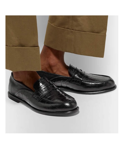 ロエベ クロコ型押し 2wayローファー 44 ブラック イタリア製 LOEWE LOEWE（ロエベ）の「Loewe Collapsible-Heel Croc-Effect And