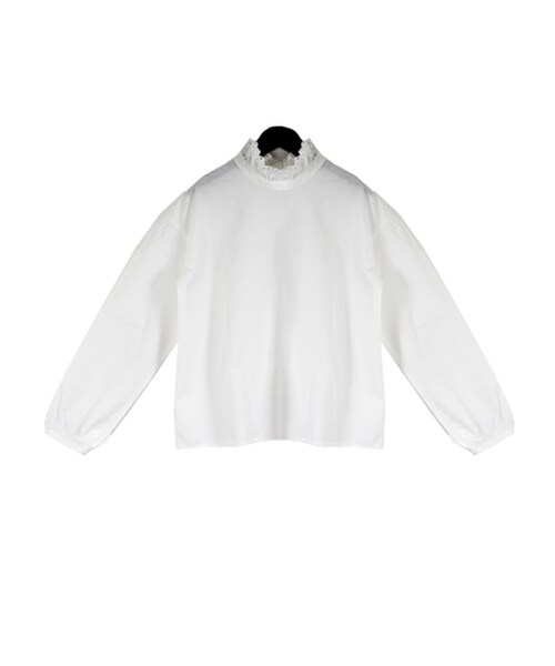 STYLEBLOCK（スタイルブロック）の「スカラップレース切り替えブラウス（シャツ/ブラウス・レディース・ホワイト/ベージュ/ブラック・M）」の2枚目の写真