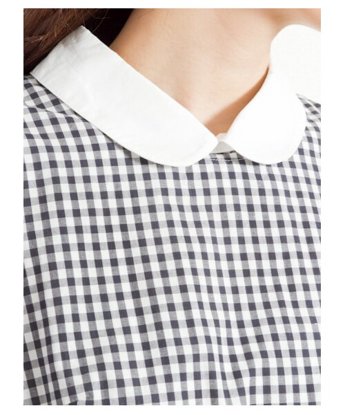 earth music&ecology（アースミュージックアンドエコロジー）の「ギンガムチェックワンピース（ワンピース・レディース・ラベンダー/サックスブルー/ブラック・L/XS）」の7枚目の写真