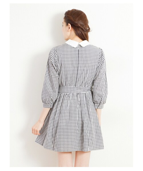 earth music&ecology（アースミュージックアンドエコロジー）の「ギンガムチェックワンピース（ワンピース・レディース・ラベンダー/サックスブルー/ブラック・L/XS）」の6枚目の写真
