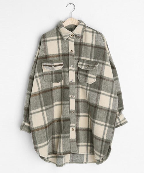 DHOLIC（ディーホリック）の「起毛チェックシャツジャケット（その他アウター・レディース・ブラック/グレー・FREE）」の2枚目の写真