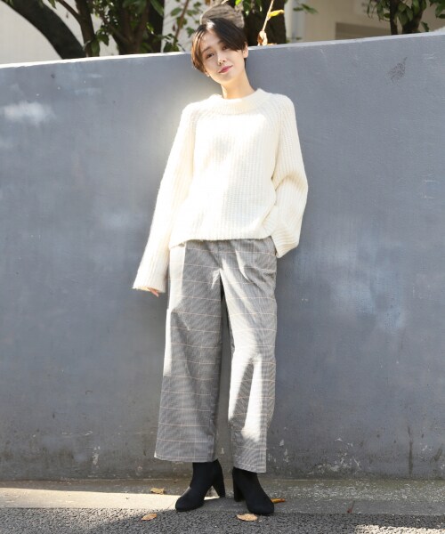 LOWRYS FARM（ローリーズファーム）の「キモウワイドパンツ（パンツ・アイボリー/グレーチェック/ブラウンチェック/ブラウン）」の5枚目の写真