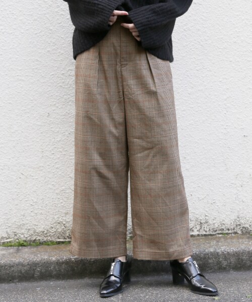 LOWRYS FARM（ローリーズファーム）の「キモウワイドパンツ（パンツ・アイボリー/グレーチェック/ブラウンチェック/ブラウン）」の3枚目の写真