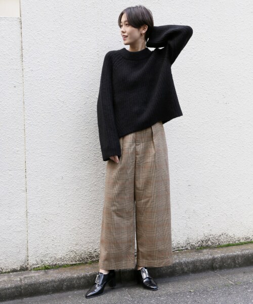 LOWRYS FARM（ローリーズファーム）の「キモウワイドパンツ（パンツ・アイボリー/グレーチェック/ブラウンチェック/ブラウン）」の7枚目の写真