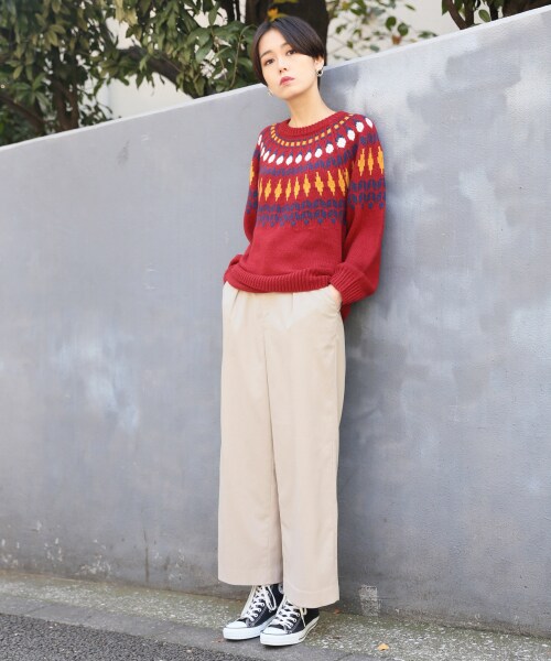 LOWRYS FARM（ローリーズファーム）の「キモウワイドパンツ（パンツ・アイボリー/グレーチェック/ブラウンチェック/ブラウン）」の8枚目の写真