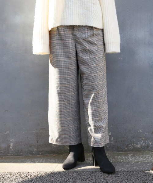 LOWRYS FARM（ローリーズファーム）の「キモウワイドパンツ（パンツ・アイボリー/グレーチェック/ブラウンチェック/ブラウン）」の2枚目の写真