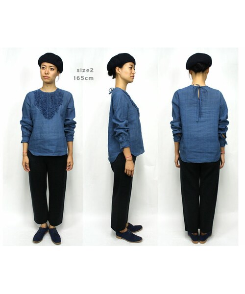 45R（フォーティファイブアール）の「藍カディフリルブラウス（）」 - WEAR