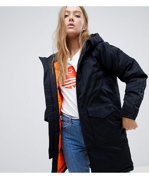adidas originals down filled parka coat in black