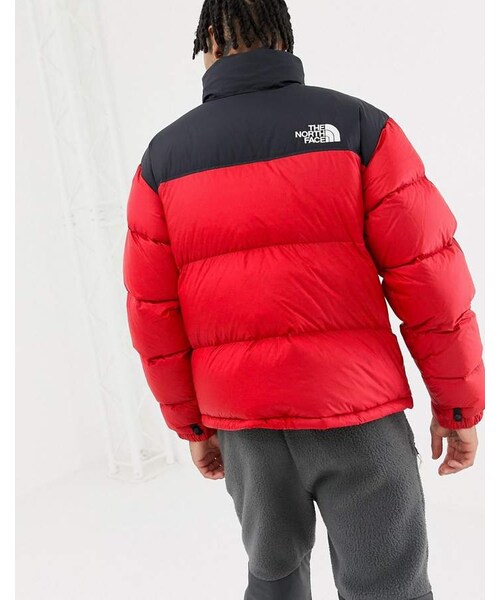 red nuptse jacket