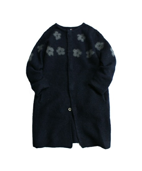 45rの圧縮ニットコート 45R 縮絨ニット×ボアのテントコート