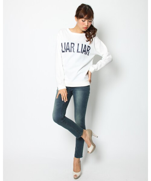 VICKY（ビッキー）の「テンセルダンボールロゴトレーナー（トップス・レディース・グレー/ネイビー/イエロー/ホワイト・F）」の11枚目の写真