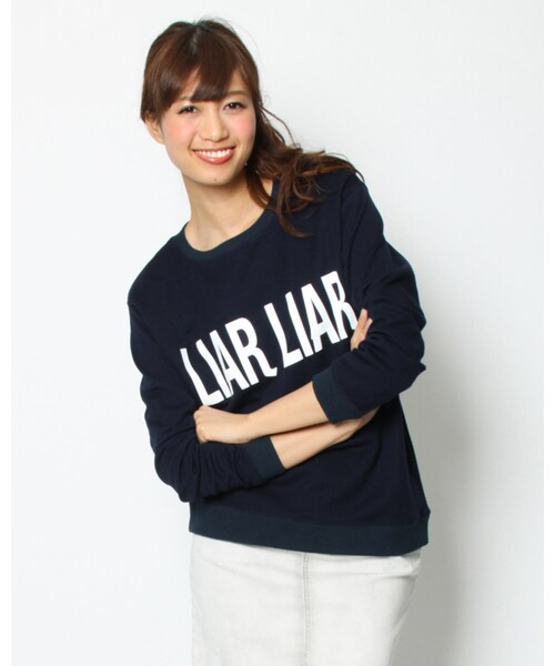 VICKY（ビッキー）の「テンセルダンボールロゴトレーナー（トップス・レディース・グレー/ネイビー/イエロー/ホワイト・F）」の3枚目の写真