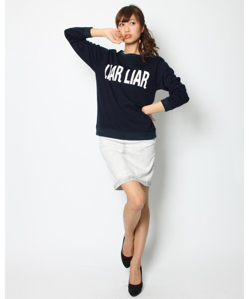 VICKY（ビッキー）の「テンセルダンボールロゴトレーナー（トップス・レディース・グレー/ネイビー/イエロー/ホワイト・F）」の10枚目の写真