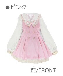 Bobon21 | 背中レースアップお嬢様フェイクワンピース-全２色-(ワンピース)