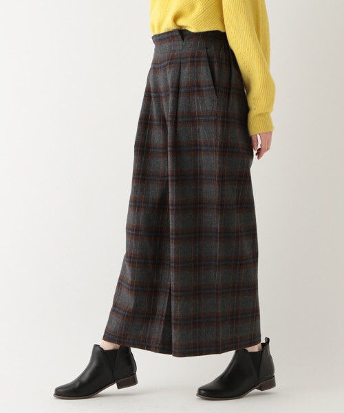 studio CLIP（スタディオクリップ）の「起毛チェックワイドストレートパンツ（パンツ・オフホワイト/チャコール/ネイビー）」の2枚目の写真