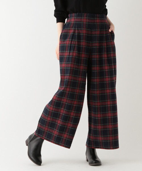 studio CLIP（スタディオクリップ）の「起毛チェックワイドストレートパンツ（パンツ・オフホワイト/チャコール/ネイビー）」の3枚目の写真