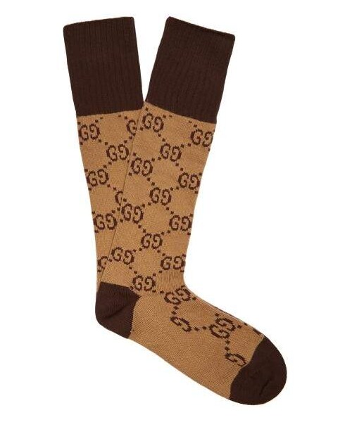 GUCCI（グッチ）の「Gucci Gg Intarsia Cotton Blend Socks Womens Beige