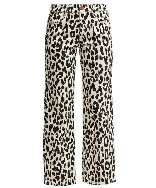 white leopard print jeans