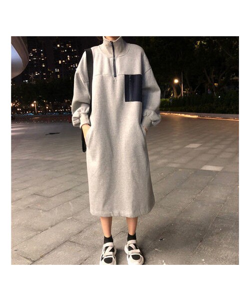 Stores Jp ストアーズドットジェーピー の ハイネック胸ポケット付ロングプルオーバーワンピース Tシャツ カットソー Wear
