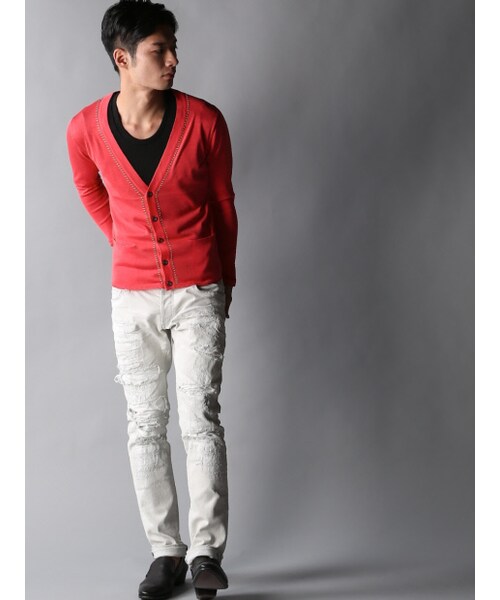 5351 POUR LES HOMMES（ゴーサンゴーイチプールオム）の「【DIRECTOR'SＬＩＮＥ】スタッズ付ドレスカーデ（トップス・メンズ・ピンク/ブラック・2/3）」の11枚目の写真