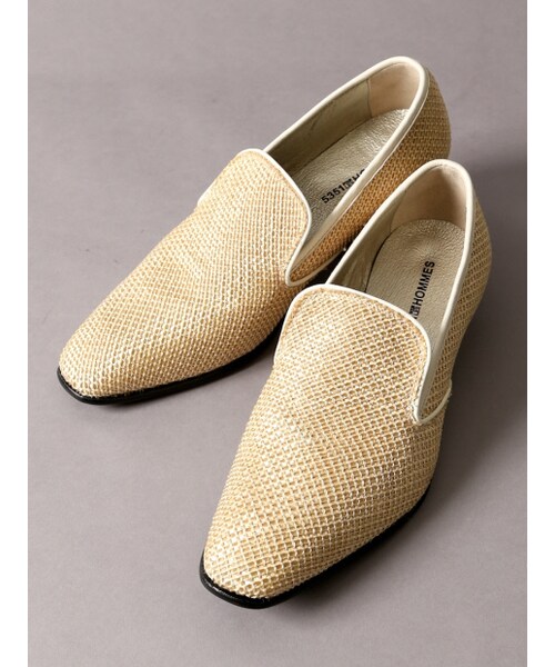 5351 POUR LES HOMMES(ゴーサンゴーイチプールオム)の「光沢メッシュスリップオン【予約】(シューズ・メンズ・ベージュ・40/41/42/43/44)」の1枚目の写真