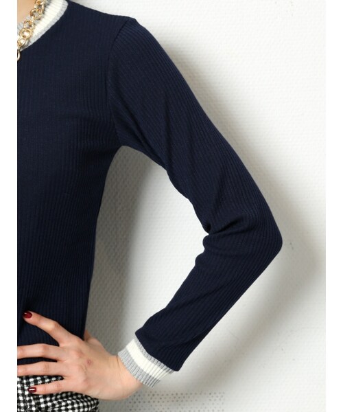 NOMINE（ノミネ）の「ラインテレコPO【JJ2014年04月号P.161掲載】（トップス・レディース・navy/gray/white・F）」の9枚目の写真