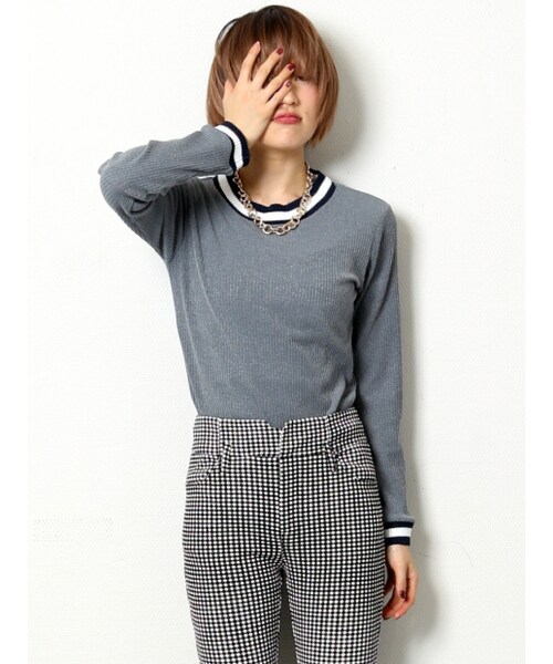 NOMINE（ノミネ）の「ラインテレコPO【JJ2014年04月号P.161掲載】（トップス・レディース・navy/gray/white・F）」の2枚目の写真