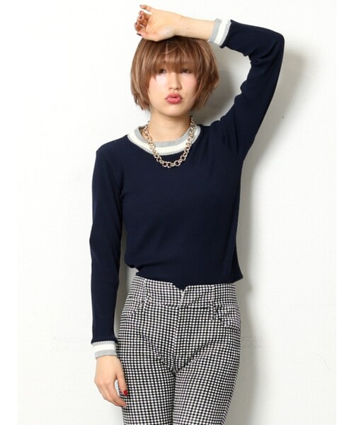 NOMINE（ノミネ）の「ラインテレコPO【JJ2014年04月号P.161掲載】（トップス・レディース・navy/gray/white・F）」の3枚目の写真