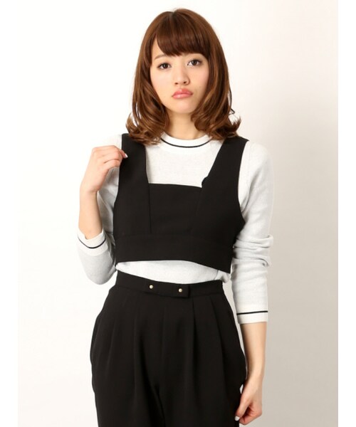 NOMINE(ノミネ)の「カシメリボンセットアップ(トップス・レディース・ivory/black/gray・F)」の2枚目の写真