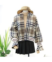 cocounsecret | チェック柄ショートアウター(ブルゾン)