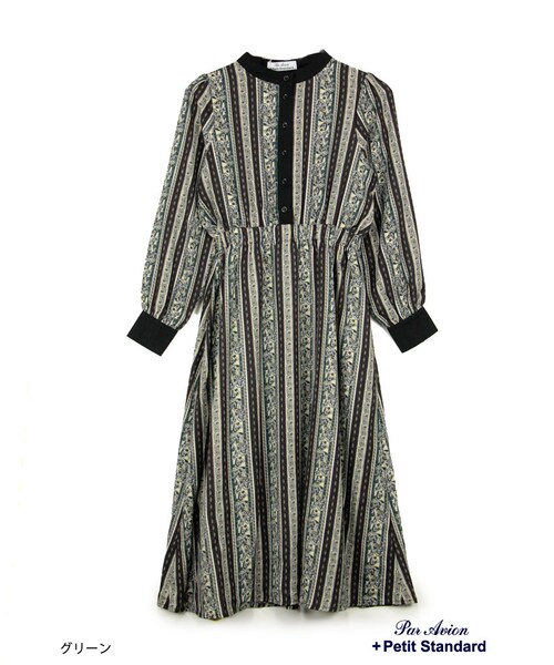 paravion（パラビオン）の「フラワーストライプワンピース�（ワンピース/ドレス・レディース・グリーン/ワイン/イエロー・ONE）」の14枚目の写真